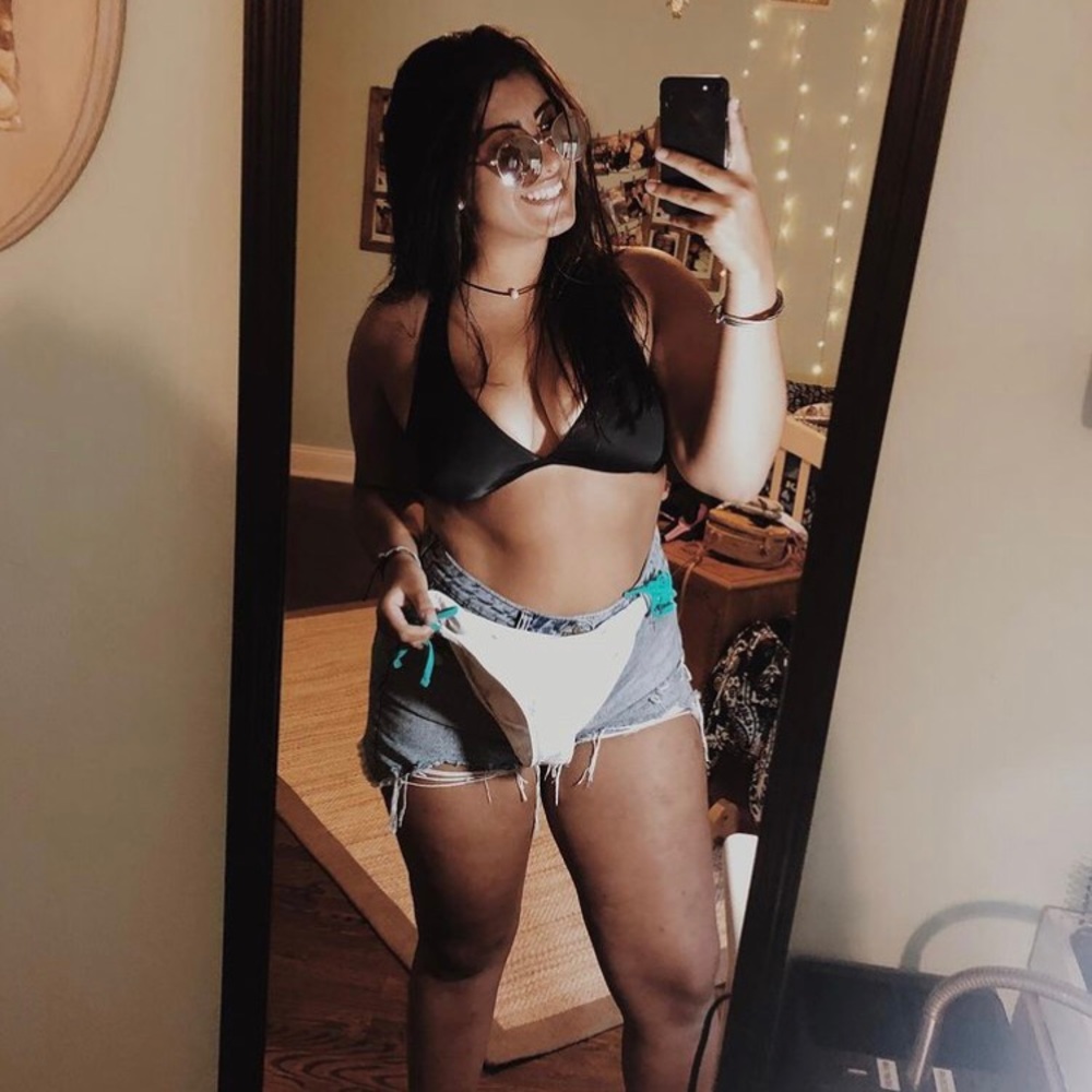 white and turquoise bathing suit bottoms